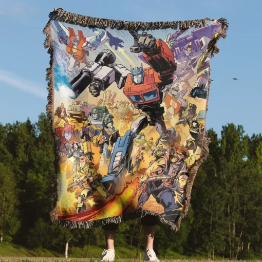 Trans Robot Woven Tapestry Throw Blanket – Stylish Wall Art, Unique Room Decor, Collectible Merch - Image 4