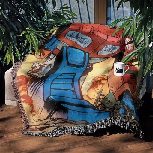 Trans Robot Woven Tapestry Throw Blanket – Bright Wall Rug, Cool Room Decor, Perfect Gift - Image 3