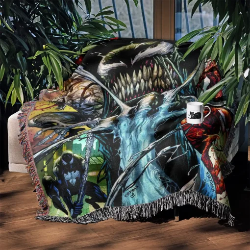 Venom Woven Tapestry Throw Blanket – Bright Wall Rug, Unique Room Decor, Perfect Gift - Image 3