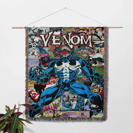 Venom Comic Cover Woven Tapestry Throw Blanket – Stylish Wall Rug, Cozy Room Decor, Perfect Gift - Image 2