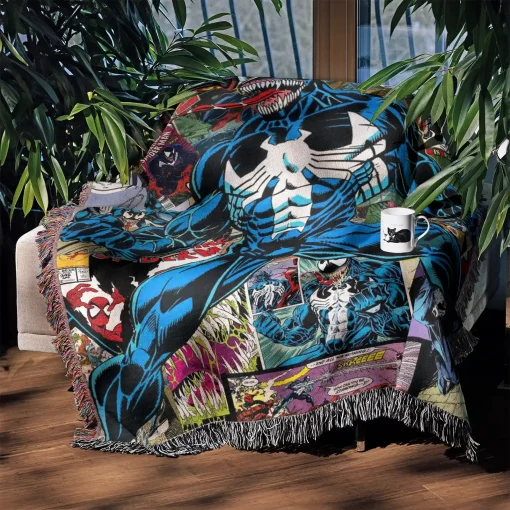 Venom Comic Cover Woven Tapestry Throw Blanket – Stylish Wall Rug, Cozy Room Decor, Perfect Gift - Image 3