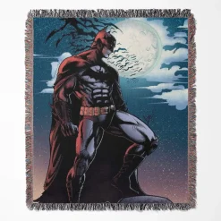 Batman woven tapestry throw blanket, featuring bright wall rug design and cozy room decor, making it the perfect gift for Batman fans.