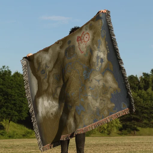 Tears of the Kingdom Map Woven Tapestry Throw Blanket – Unique Wall Art, Room Decor, Collectible Accent - Image 3