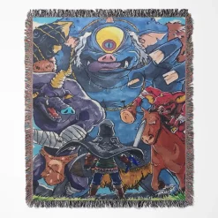 Zelda woven tapestry throw blanket, offering epic wall rug design, room decor, and cozy home decor, making it the perfect gift for Legend of Zelda fans.
