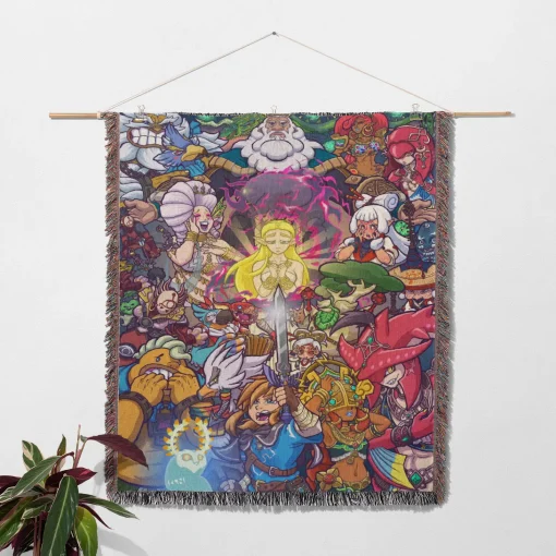 Zelda Woven Tapestry Throw Blanket – Stylish Wall Art, Room Decor, Picnic Mat, Collectible Accent - Image 2