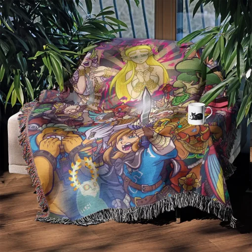 Zelda Woven Tapestry Throw Blanket – Stylish Wall Art, Room Decor, Picnic Mat, Collectible Accent - Image 3