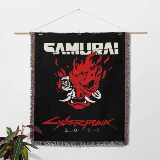 Cyberpunk Woven Tapestry Throw Blanket – Futuristic Wall Art, Room & Home Decor, Wall Rug - Image 2
