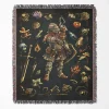 Dark Souls Knight Inventory woven tapestry throw blanket, featuring epic wall art and wall rug design, perfect for room and home decor.
