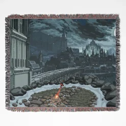 Dark Souls Pixel woven tapestry throw blanket, offering unique wall art design and cozy home decor, making it the perfect gift for Dark Souls fans.