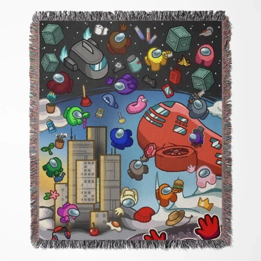 Among Us woven tapestry throw blanket, stylish wall art perfect for room and home decor, a must-have for fans.