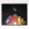 Among Us woven tapestry throw blanket, fun wall rug design, ideal for room and home decor, perfect as a collectible merch for fans.