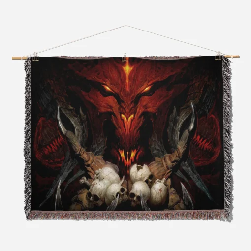 Diablo Woven Tapestry Throw Blanket – Vintage Wall Rug, Cozy Home Decor, Ideal Collectible for Fans - Image 2