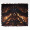 Diablo woven tapestry throw blanket, featuring stylish wall art design and versatile picnic mat, perfect for a gaming room accent.
