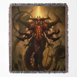 Diablo woven tapestry throw blanket, designed with classic wall art and cozy throw functionality, ideal for room or home decor.