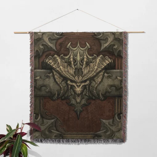Diablo Woven Tapestry Throw Blanket – Dark Wall Art, Room Decor, Cozy Home Decor, Perfect Gift - Image 2