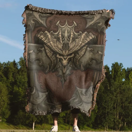Diablo Woven Tapestry Throw Blanket – Dark Wall Art, Room Decor, Cozy Home Decor, Perfect Gift - Image 4