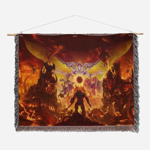 Doom Retro Game Woven Tapestry Throw Blanket – Stylish Wall Art, Cozy Room Decor, Home Decor Accent - Image 2