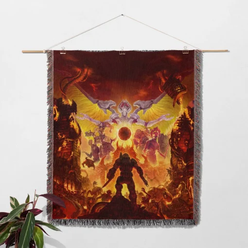 Doom Woven Tapestry Throw Blanket – Fun Wall Art, Picnic Mat, Room Decor, Perfect Gift - Image 2