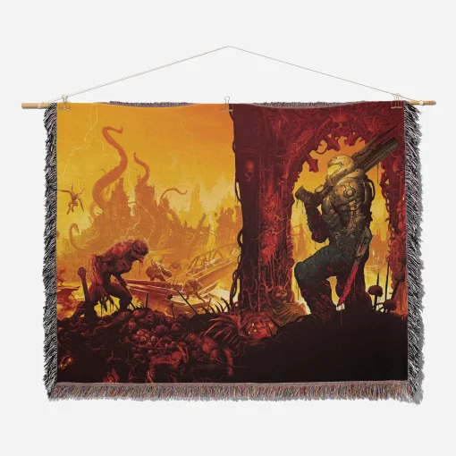 Doom Woven Tapestry Throw Blanket – Stylish Room Decor, Wall Rug, Perfect Merch Gift - Image 2