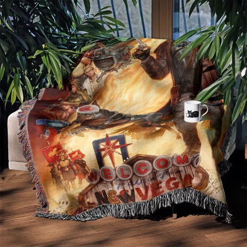 FO New Vegas Woven Tapestry Throw Blanket – Unique Wall Art, Cozy Room Decor, Home Decor Accent - Image 3