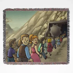Fallout woven tapestry throw blanket, designed with epic wall rug and room decor, perfect as a home decor accent for Fallout lovers.