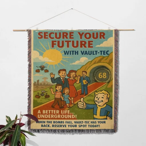 FO Retro Poster Woven Tapestry Throw Blanket – Unique Wall Art, Room Decor, Collectible Accent - Image 2
