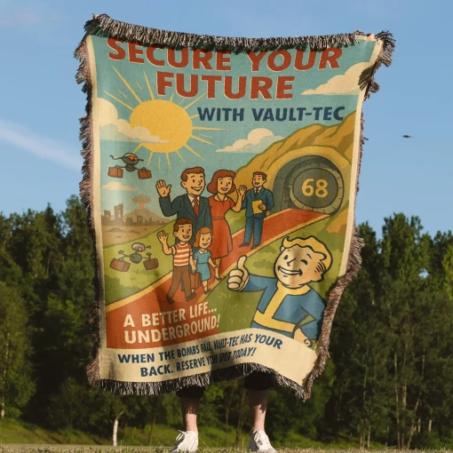 FO Retro Poster Woven Tapestry Throw Blanket – Unique Wall Art, Room Decor, Collectible Accent - Image 4