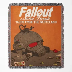 Fallout Nuka Break woven tapestry throw blanket, featuring fun wall rug design and cozy room decor, perfect as a gift for Fallout fans.