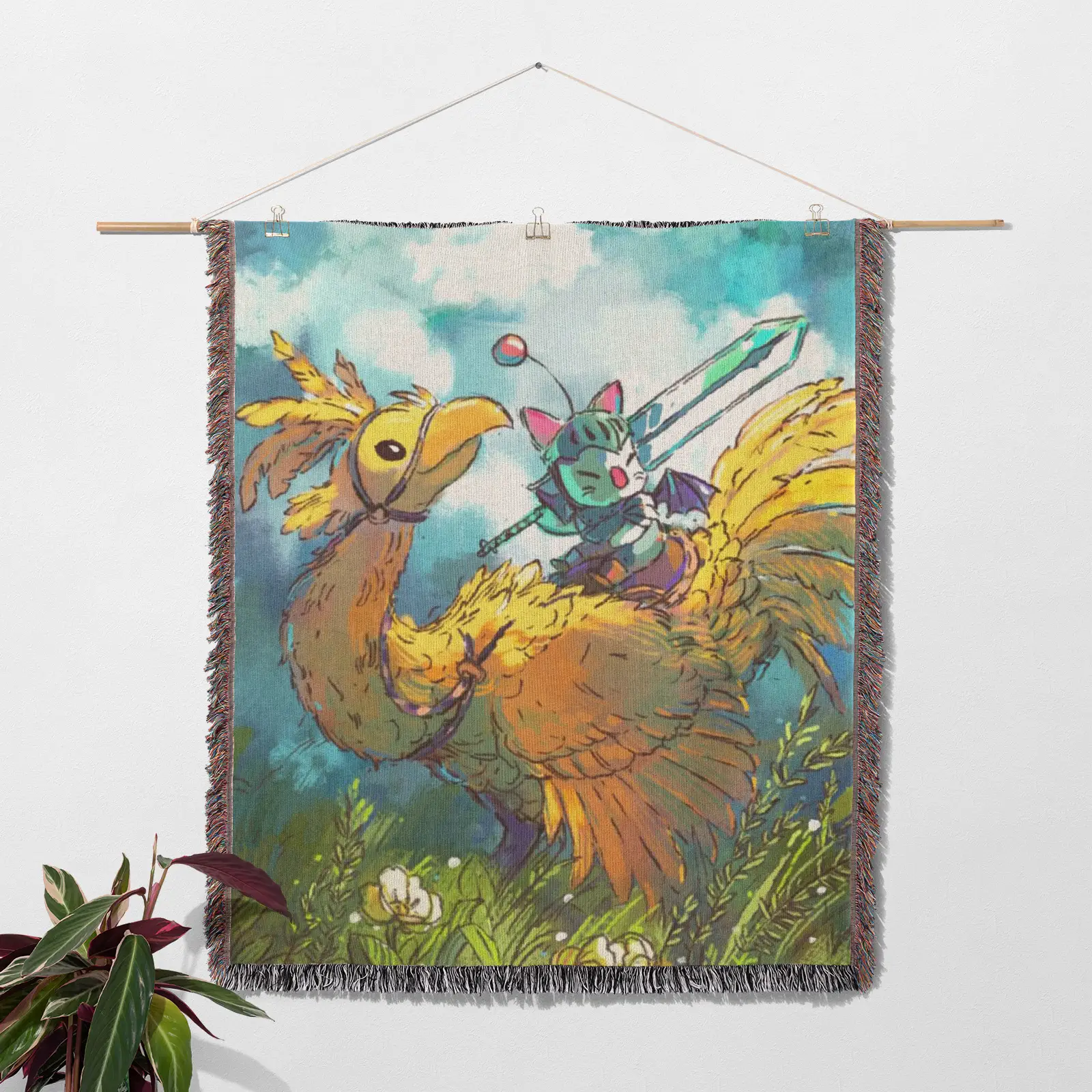 Chocobo Woven Tapestry Throw Blanket – Stylish Wall Rug, Room Decor, Collectible Merch - Image 2