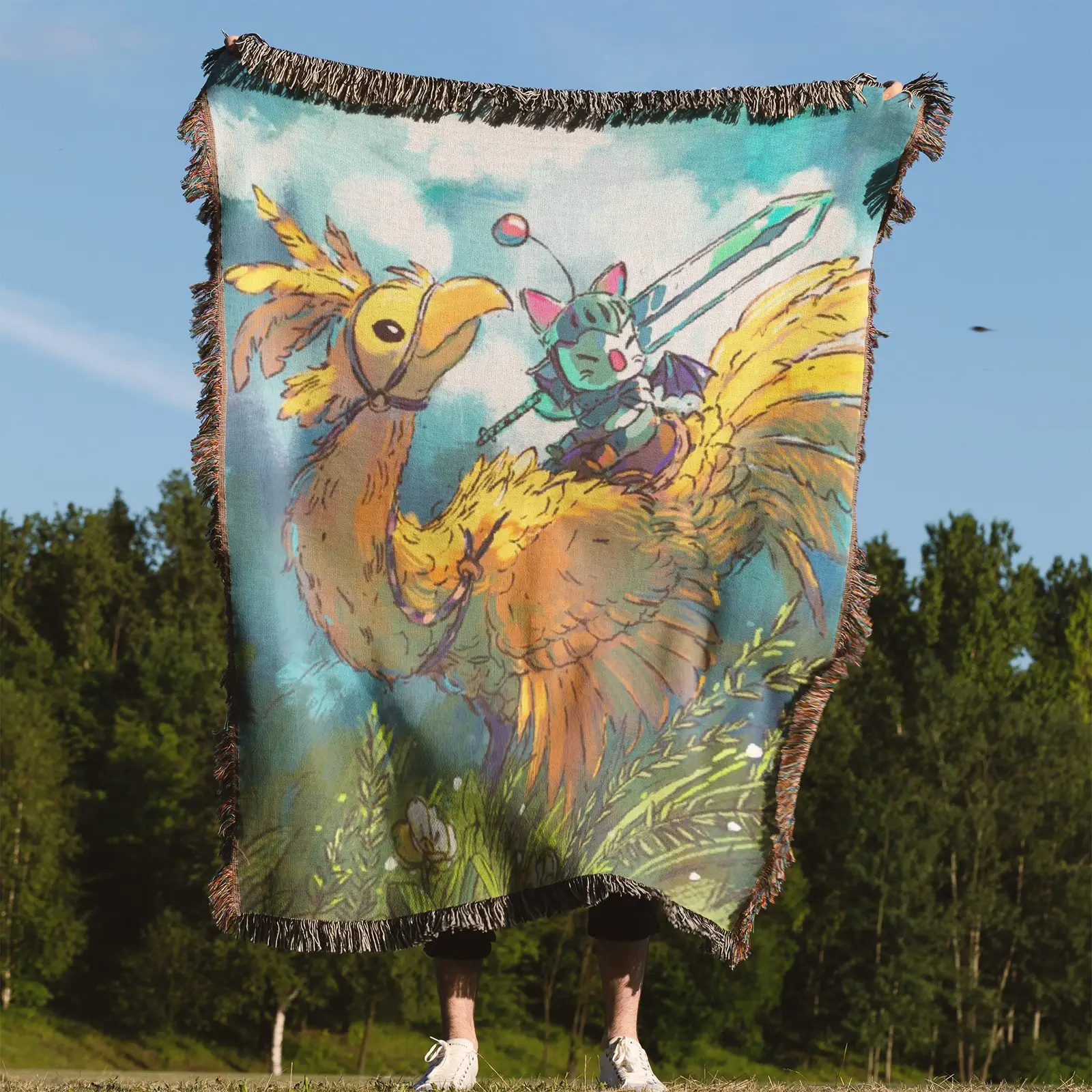 Chocobo Woven Tapestry Throw Blanket – Stylish Wall Rug, Room Decor, Collectible Merch - Image 4