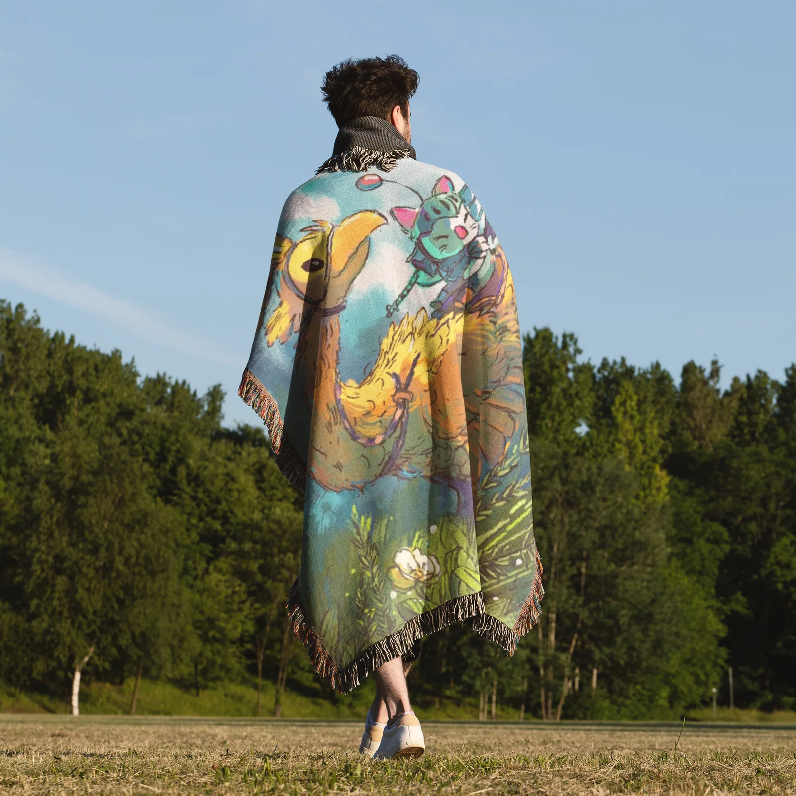 Chocobo Woven Tapestry Throw Blanket – Stylish Wall Rug, Room Decor, Collectible Merch - Image 5