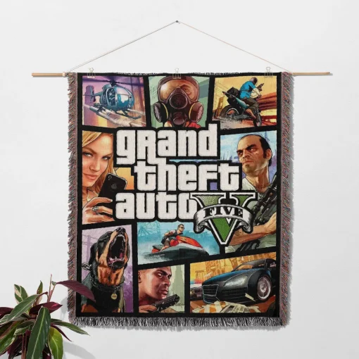 GTA CD Cover Woven Tapestry Throw Blanket – Unique Wall Art, Room Decor, Cozy Home Decor, Perfect Gift - Image 2