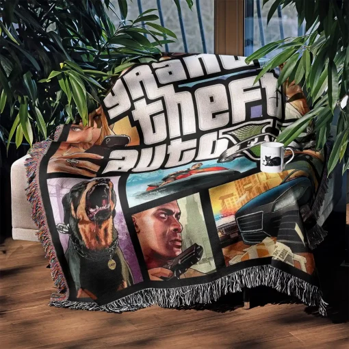 GTA CD Cover Woven Tapestry Throw Blanket – Unique Wall Art, Room Decor, Cozy Home Decor, Perfect Gift - Image 3