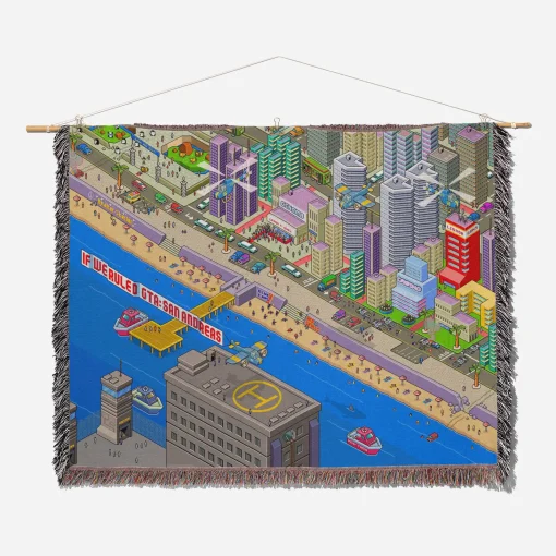 GTA Pixel San Andreas Woven Tapestry Throw Blanket – Stylish Wall Rug, Room Decor, Collectible Merch - Image 2