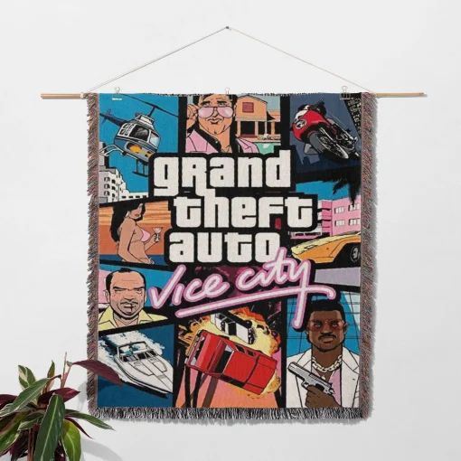 GTA Vice City Woven Tapestry Throw Blanket – Epic Wall Rug, Cozy Room Decor, Home Decor Accent - Image 2