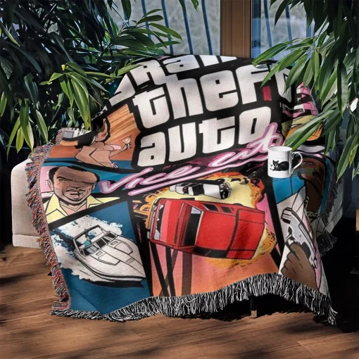 GTA Vice City Woven Tapestry Throw Blanket – Epic Wall Rug, Cozy Room Decor, Home Decor Accent - Image 3