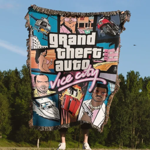 GTA Vice City Woven Tapestry Throw Blanket – Epic Wall Rug, Cozy Room Decor, Home Decor Accent - Image 4
