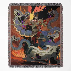 Hades woven tapestry throw blanket, featuring cool wall art design and room decor, perfect as a collectible accent for Hades fans.