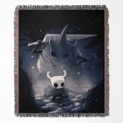 Hollow Knight woven tapestry throw blanket, featuring stylish room decor and cozy home decor, making it the perfect gift for Hollow Knight lovers.