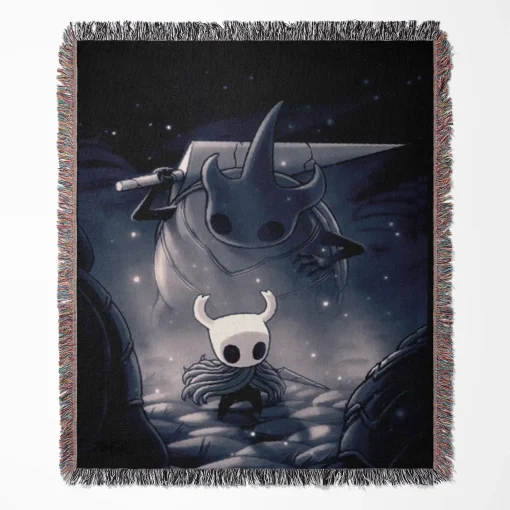 Hollow Knight woven tapestry throw blanket, featuring stylish room decor and cozy home decor, making it the perfect gift for Hollow Knight lovers.