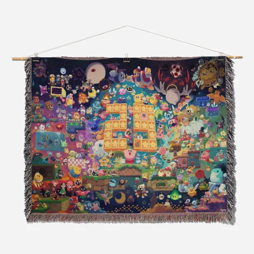 Kirby Woven Tapestry Throw Blanket – Cute Wall Art, Cozy Room Decor, Home Decor, Perfect Gift - Image 2