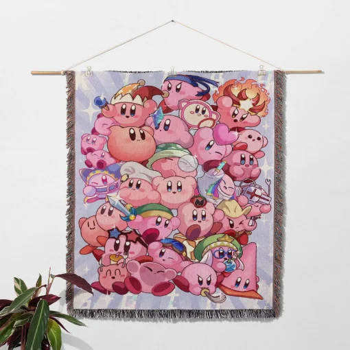Kirby Retro Woven Tapestry Throw Blanket – Stylish Wall Rug, Room Decor, Collectible Merch - Image 2