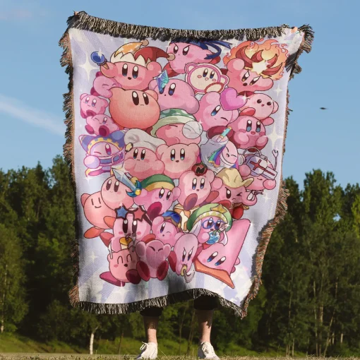 Kirby Retro Woven Tapestry Throw Blanket – Stylish Wall Rug, Room Decor, Collectible Merch - Image 4