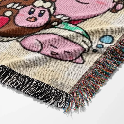 Kirby Pixel Woven Tapestry Throw Blanket – Fun Wall Art, Room Decor, Picnic Mat, Perfect Collectible - Image 6