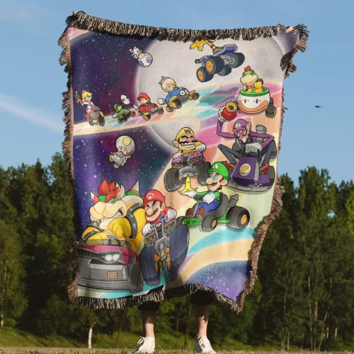 Mario Kart Woven Tapestry Throw Blanket – Fun Wall Art, Cozy Room Decor, Home Decor, Perfect Gift - Image 4