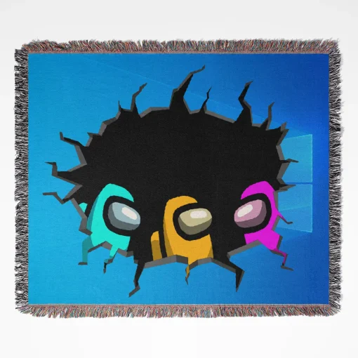 Among Us woven tapestry throw blanket, popular wall art design, perfect for room and home decor, an ideal gift for fans.