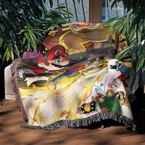 Mario Woven Tapestry Throw Blanket – Cute Wall Art, Room Decor, Cozy Home Decor, Perfect Gift - Image 3
