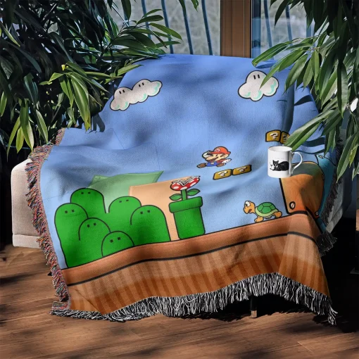 Super Mario Woven Tapestry Throw Blanket – Stylish Wall Rug, Room Decor, Collectible Merch - Image 3