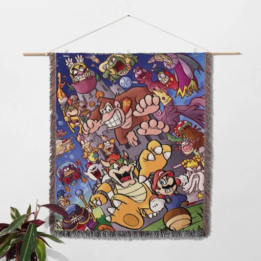 Mario Woven Tapestry Throw Blanket – Cute Wall Art, Room Decor, Picnic Mat, Perfect Collectible - Image 2