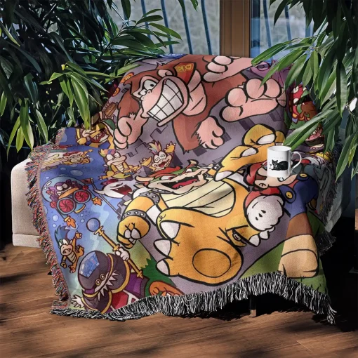 Mario Woven Tapestry Throw Blanket – Cute Wall Art, Room Decor, Picnic Mat, Perfect Collectible - Image 3